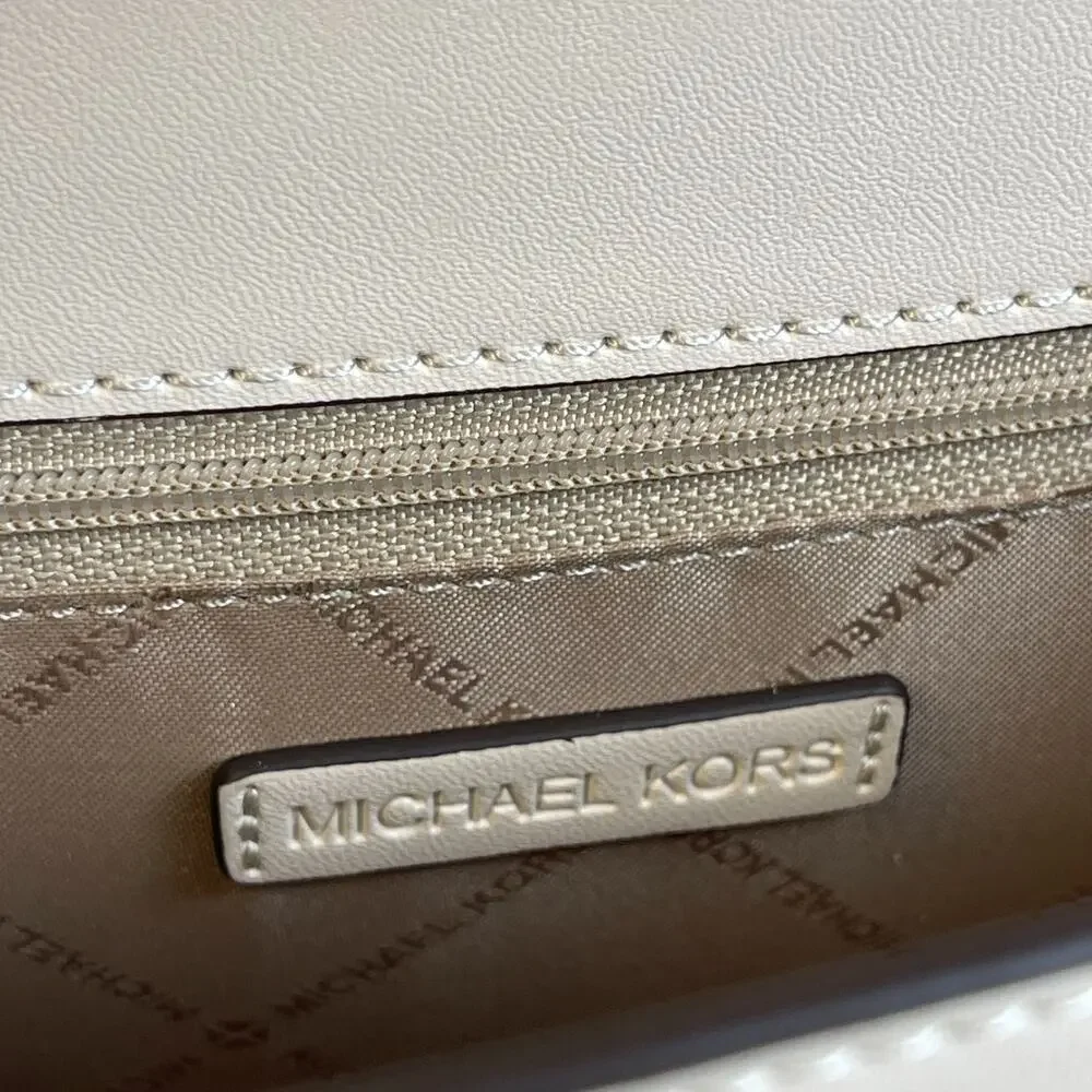 Michael Kors Greenwich Small Cherry Blossom Flap Crossbody Cream NWT $398
